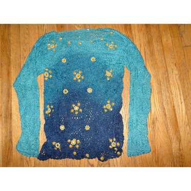 TIE Dye MIRRORED Crochet Sweater Pearls - image 1