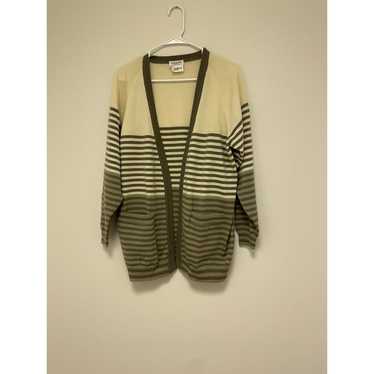 Vintage Christian Dior Striped Wool Cardigan - image 1