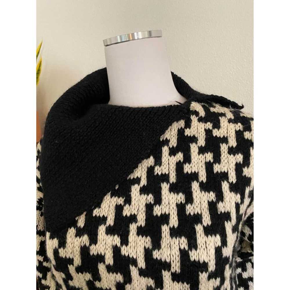 vintage black & wool houndstooth knit sweater cow… - image 2