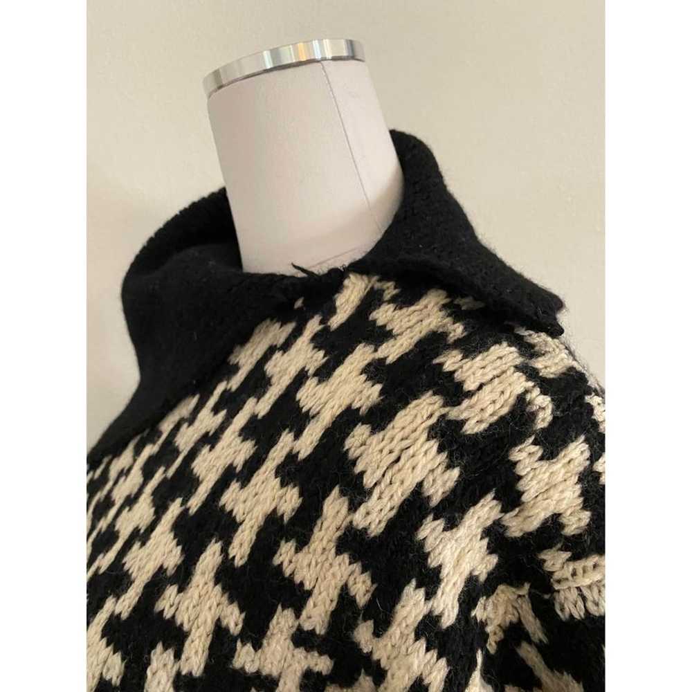 vintage black & wool houndstooth knit sweater cow… - image 4