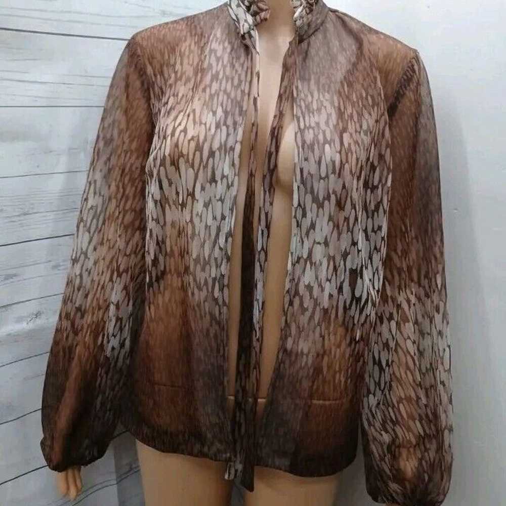 Vintage Womens Chiffon Cardigan Cheetah Sheer Ope… - image 1