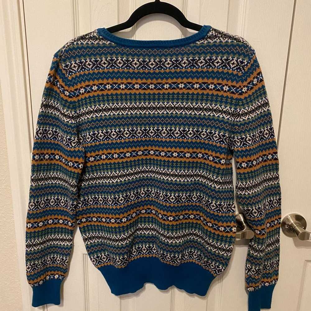 Vintage patterned v-neck sweater - image 4