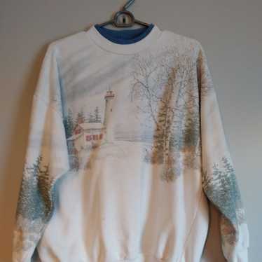 Vintage print all over winter sweater - image 1