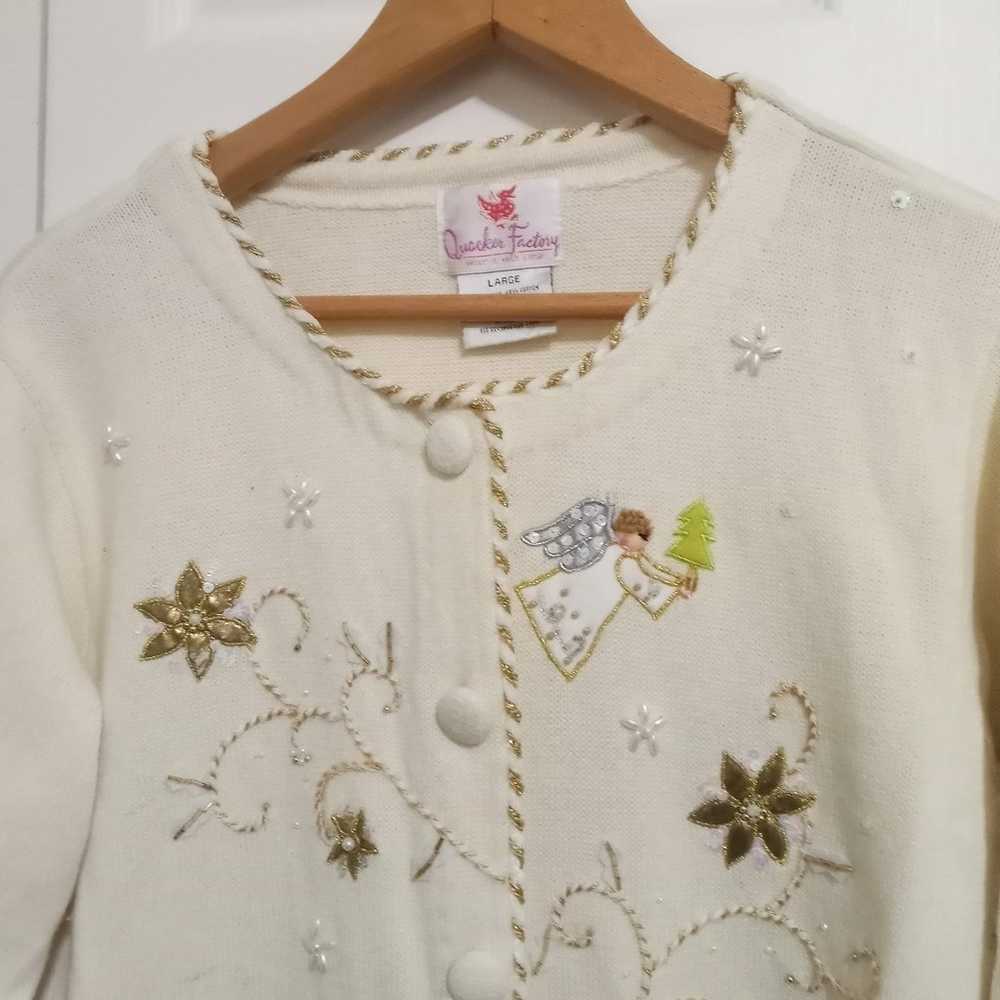 Vtg Embroidered Christmas Angels Sweater - image 5