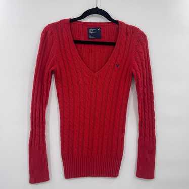 VINTAGE Y2K AMERICAN EAGLE CABLE KNIT V NECK SWEA… - image 1