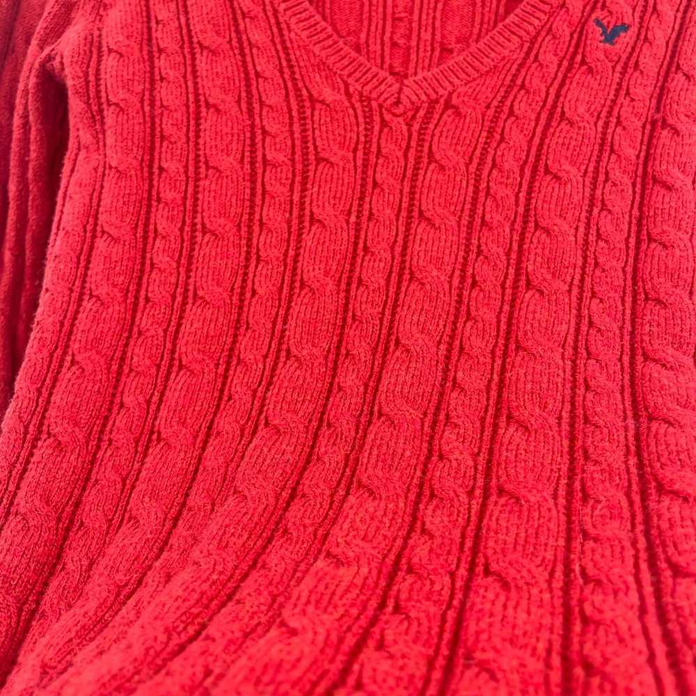 VINTAGE Y2K AMERICAN EAGLE CABLE KNIT V NECK SWEA… - image 6