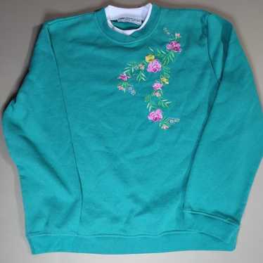 Vintage Speculation Embroidered Flower Sweatshirt… - image 1