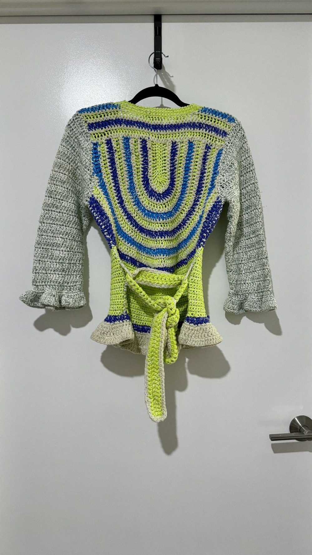 Ganni GANNI Novelty Crocheted Belted Cardigan - image 2