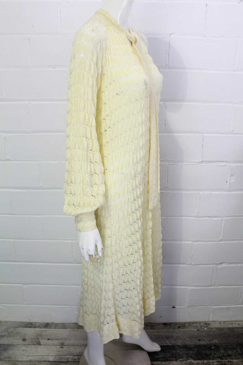 Vintage 1980s Rare Jean Muir Cream Knit Crochet M… - image 4