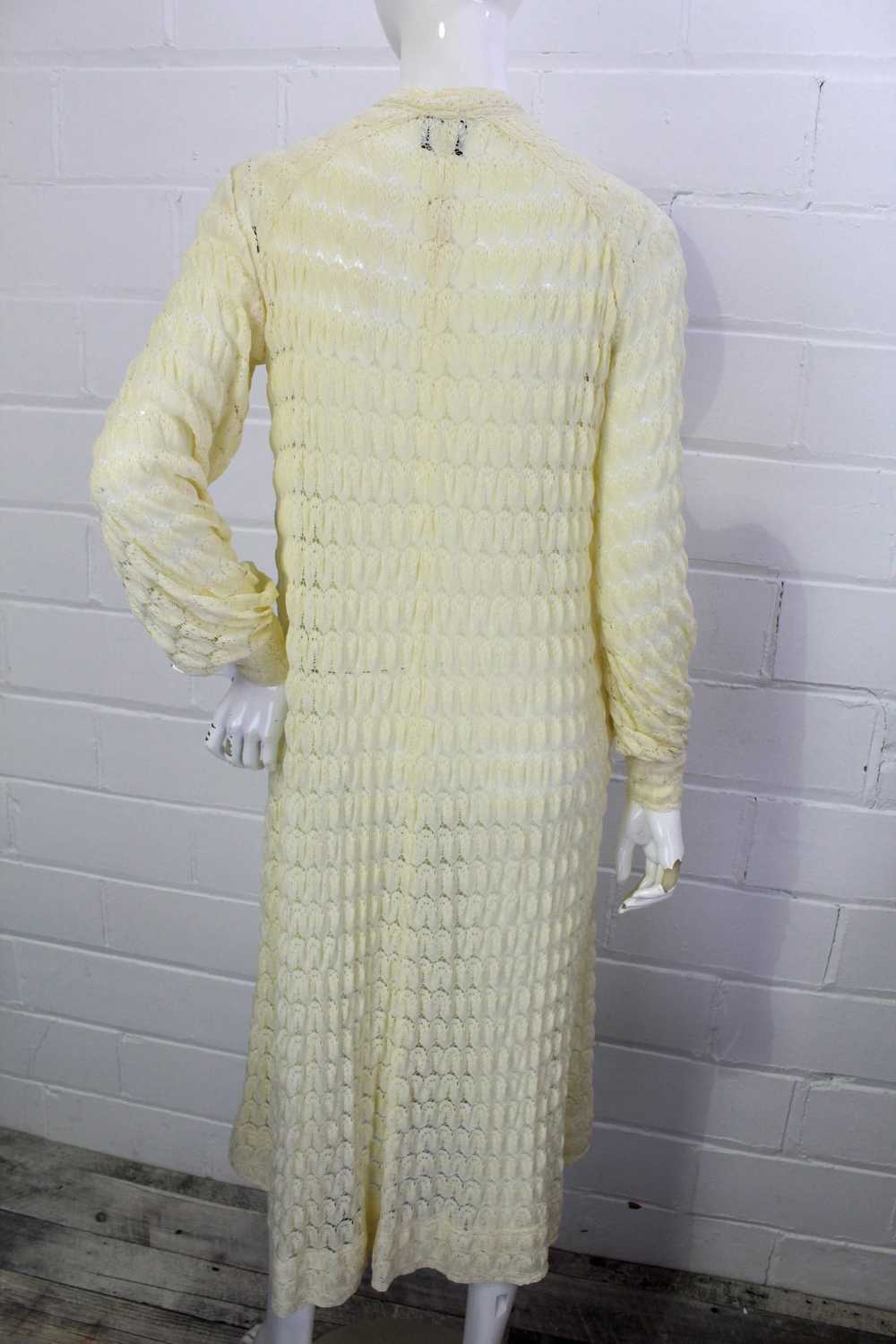 Vintage 1980s Rare Jean Muir Cream Knit Crochet M… - image 7