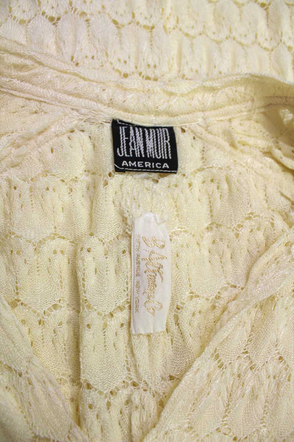 Vintage 1980s Rare Jean Muir Cream Knit Crochet M… - image 9