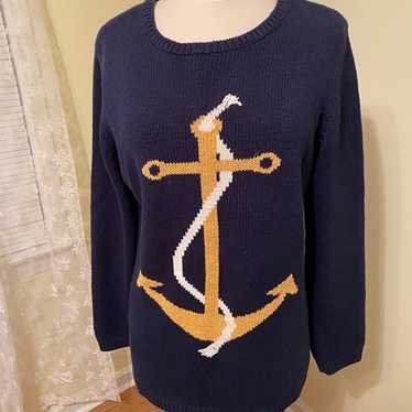 Club Passport International Navy Sweater with Anc… - image 1