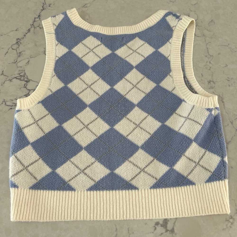 Hollister blue and white argyle vest - image 2