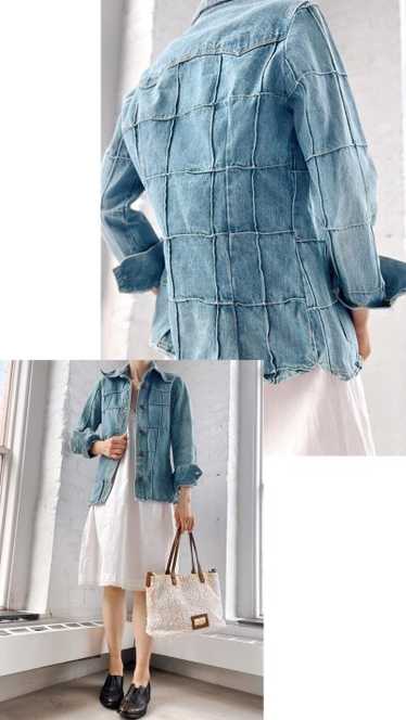 70s denim patched shirt jacket