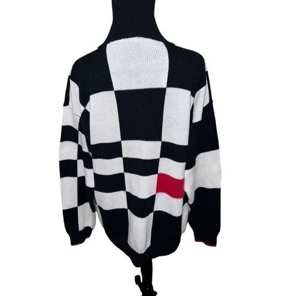 Vintage Black and White High Neck Sweater Large - image 3