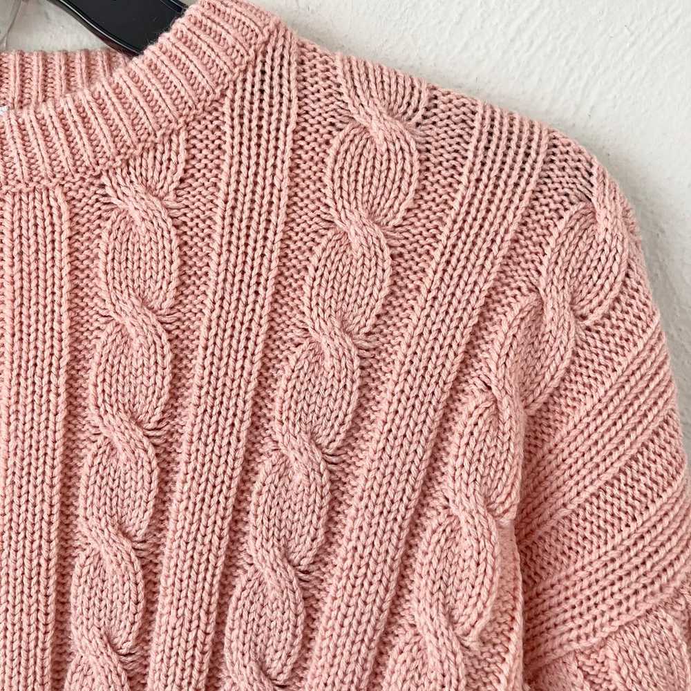 Vintage 90s Peach Acrylic Cable Knit Crewneck Swe… - image 2