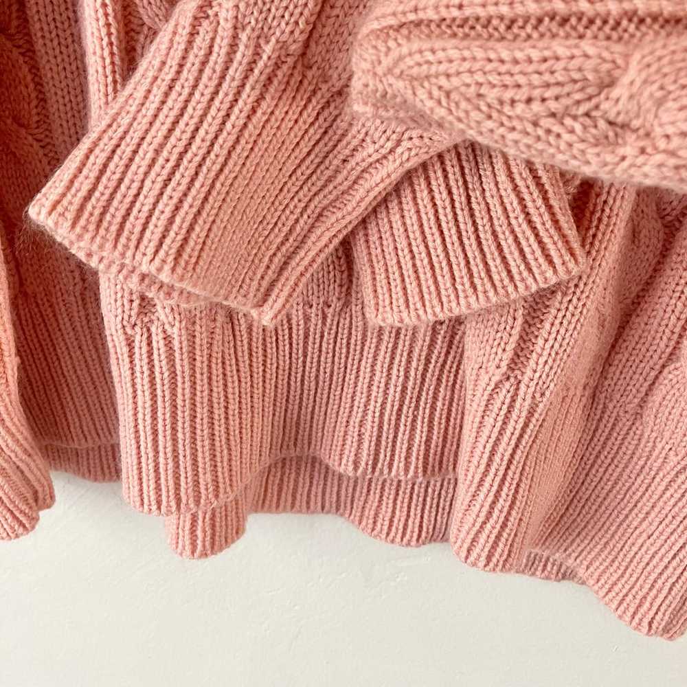 Vintage 90s Peach Acrylic Cable Knit Crewneck Swe… - image 3