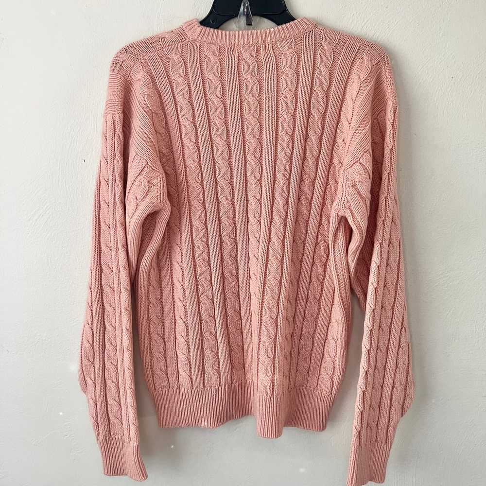 Vintage 90s Peach Acrylic Cable Knit Crewneck Swe… - image 5