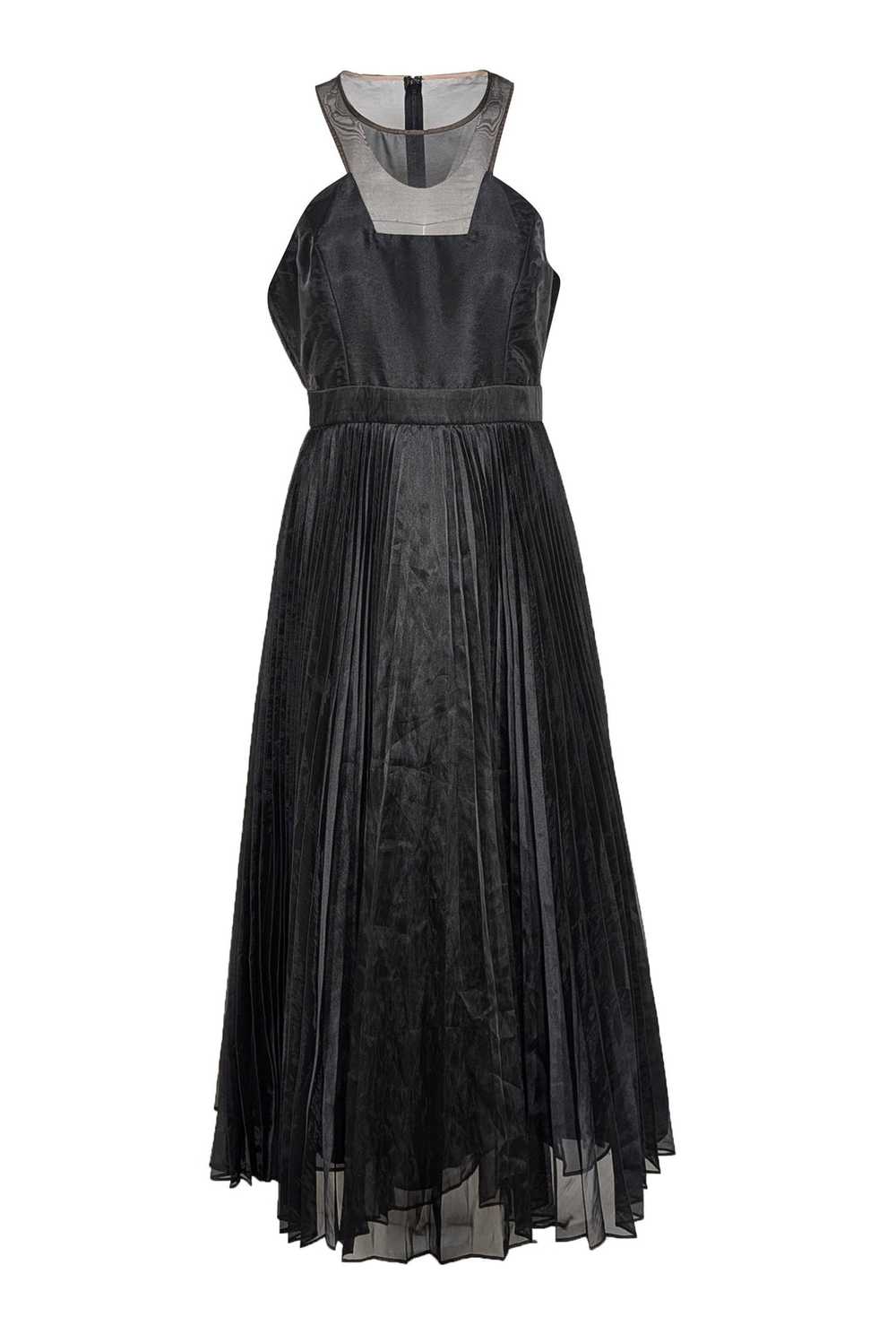 BCBG Max Azria - Black Semi-Sheer Pleated Formal … - image 1