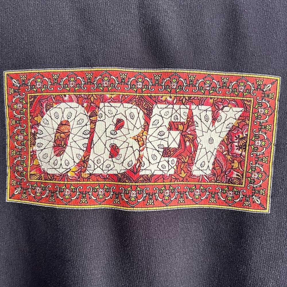 Obey navy blue graphic crew neck sweater - image 3