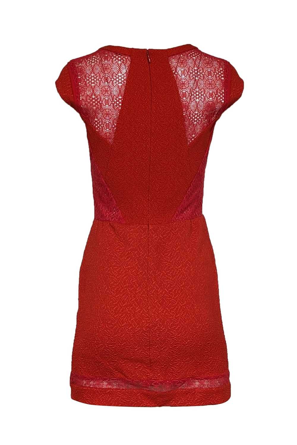 The Kooples - Red Textured Mini Dress w/ Lace Acc… - image 3