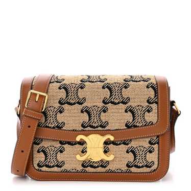 CELINE Raffia Jacquard Calfskin Medium Triomphe N… - image 1