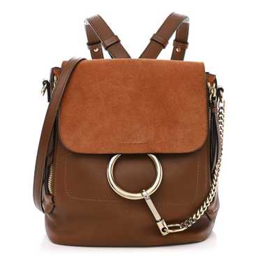 CHLOE Suede Calfskin Small Faye Backpack Tan