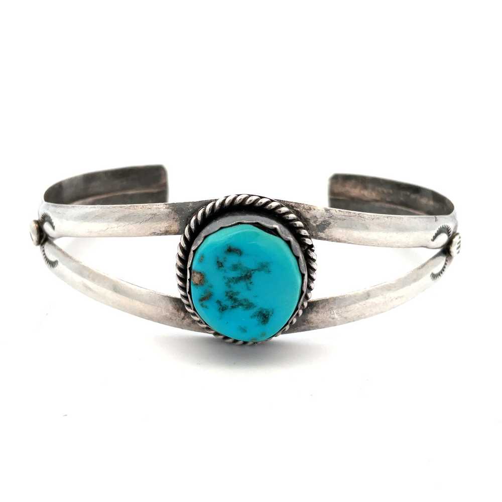 Native Nakai Sterling Silver Turquoise Cuff Brace… - image 1