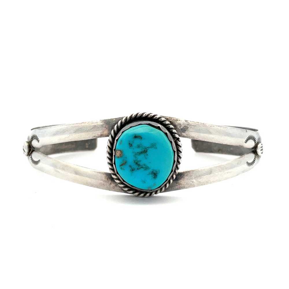 Native Nakai Sterling Silver Turquoise Cuff Brace… - image 2