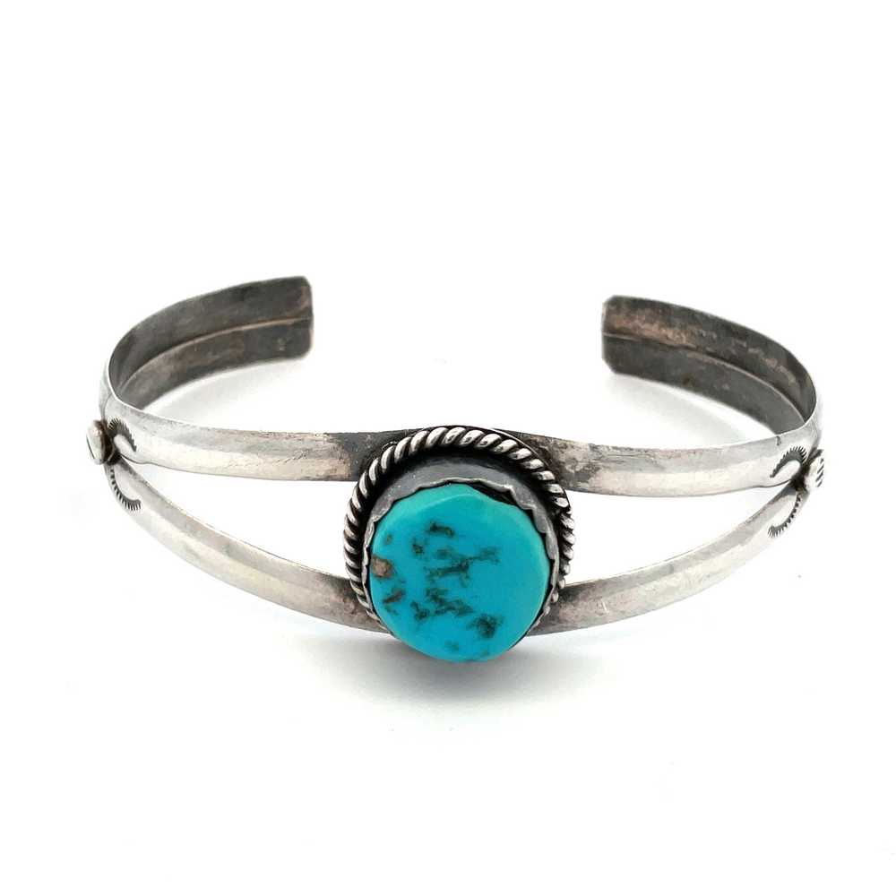 Native Nakai Sterling Silver Turquoise Cuff Brace… - image 4