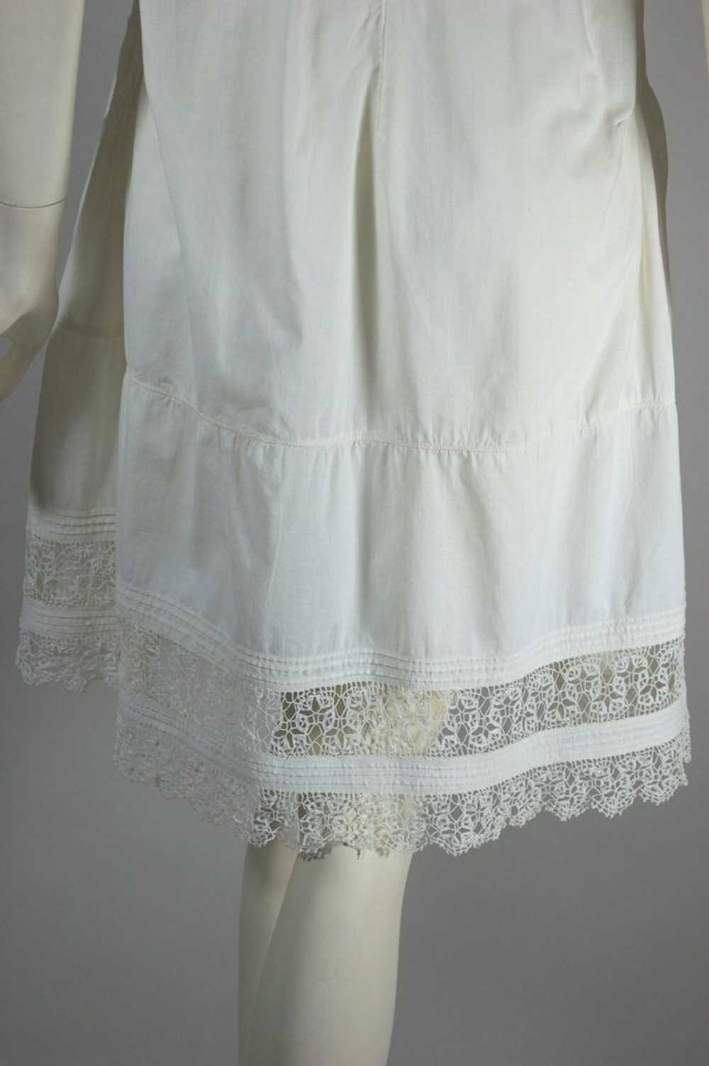 Edwardian white cotton lace trim slip dress night… - image 7