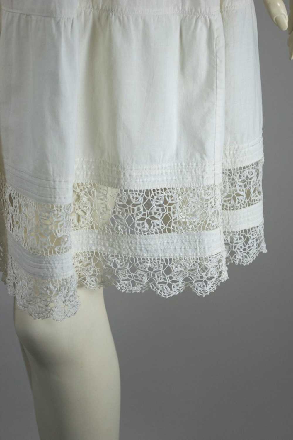 Edwardian white cotton lace trim slip dress night… - image 8