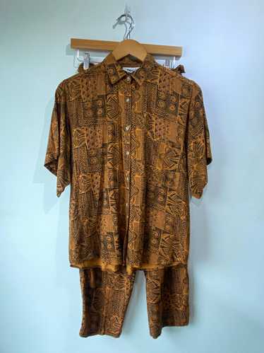 Vintage Sudden Impact Brown Print Pants Set