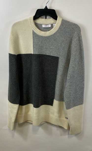 NWT Calvin Klein Mens Gray Ivory Colorblock Knitte