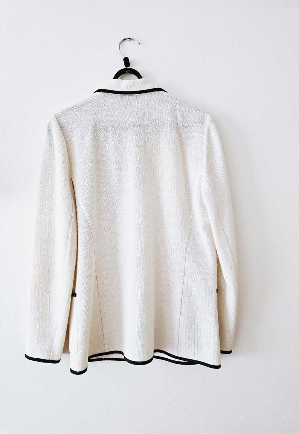 90s retro minimalist white knitted partly wool bl… - image 5