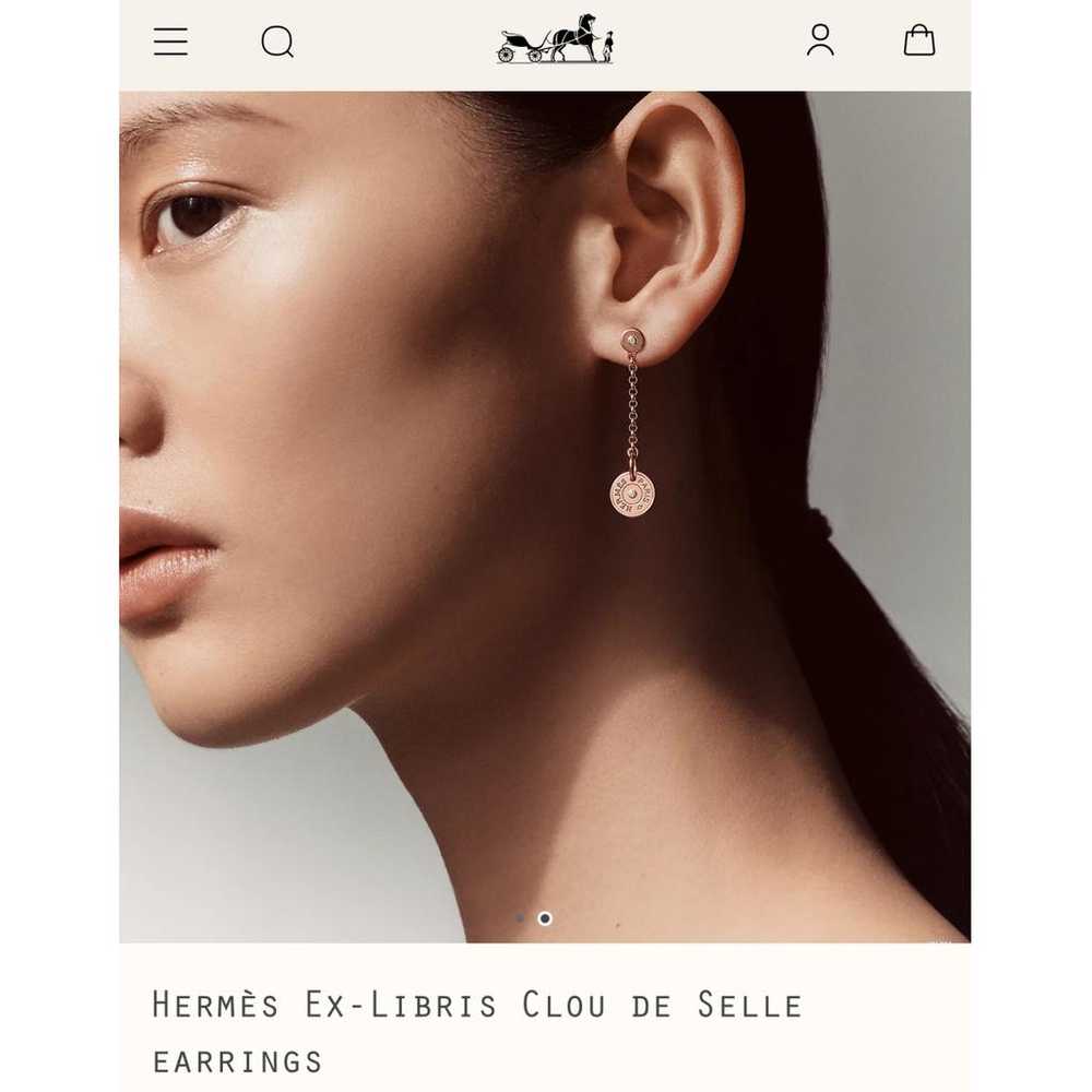 Hermès Ex-Libris yellow gold earrings - image 3