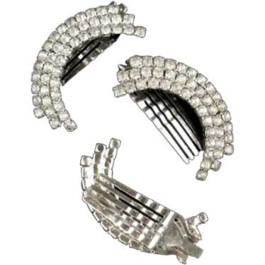 Vintage Rhinestone Pair of Moon-Shaped Hair Combs - image 1