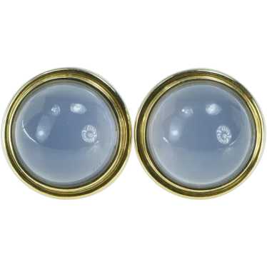 18K Purple Moonstone Cabochon Round Vintage Stud E