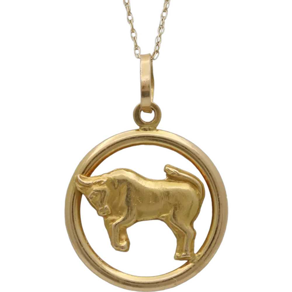 Vintage 18K Gold Zodiac Taurus Charm - image 1