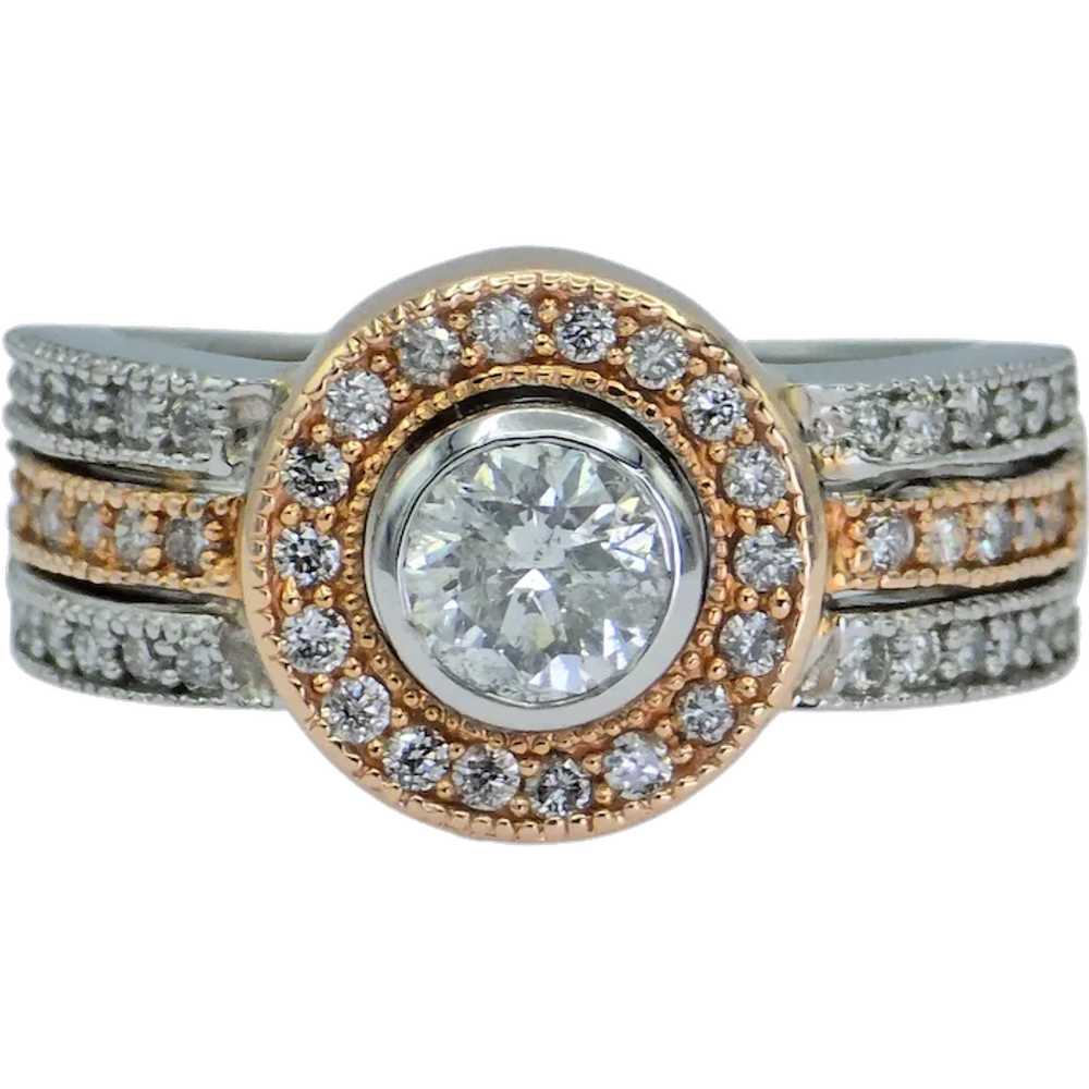 14K (585) White and Rose Gold Natural Diamond Ring - image 1