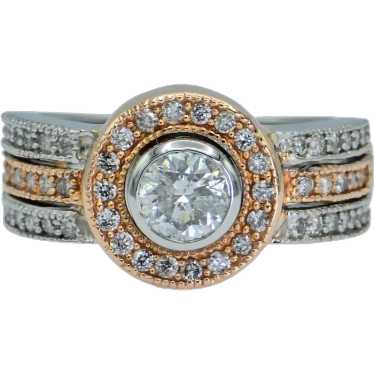 14K (585) White and Rose Gold Natural Diamond Ring - image 1