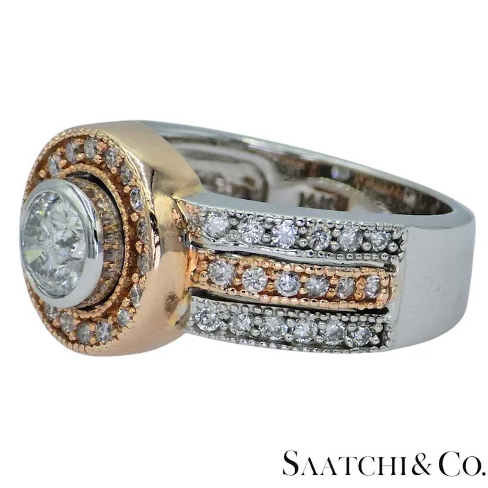 14K (585) White and Rose Gold Natural Diamond Ring - image 2