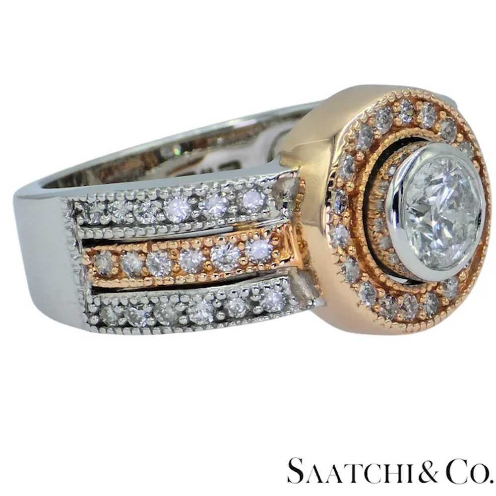 14K (585) White and Rose Gold Natural Diamond Ring - image 3