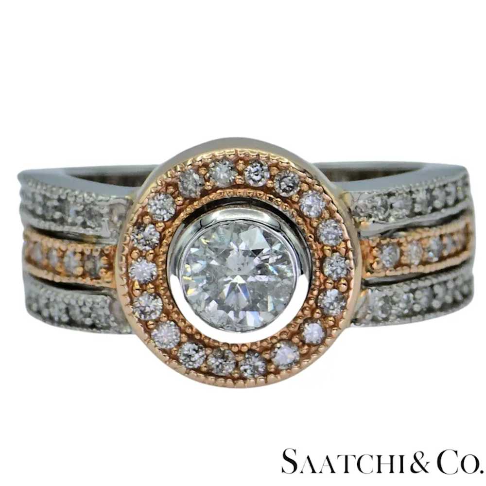 14K (585) White and Rose Gold Natural Diamond Ring - image 6