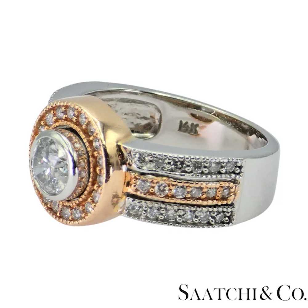 14K (585) White and Rose Gold Natural Diamond Ring - image 7