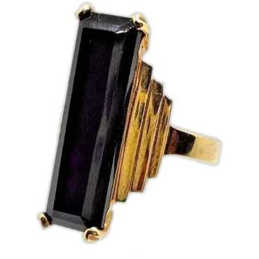 Mid Century Modern Oblong Onyx & 10K Yellow Gold R