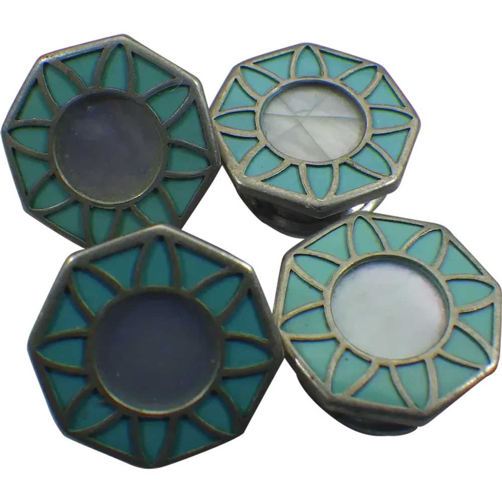 Baer & Wilde Kum-A-Part Cuff Links, Teal Color, M… - image 1