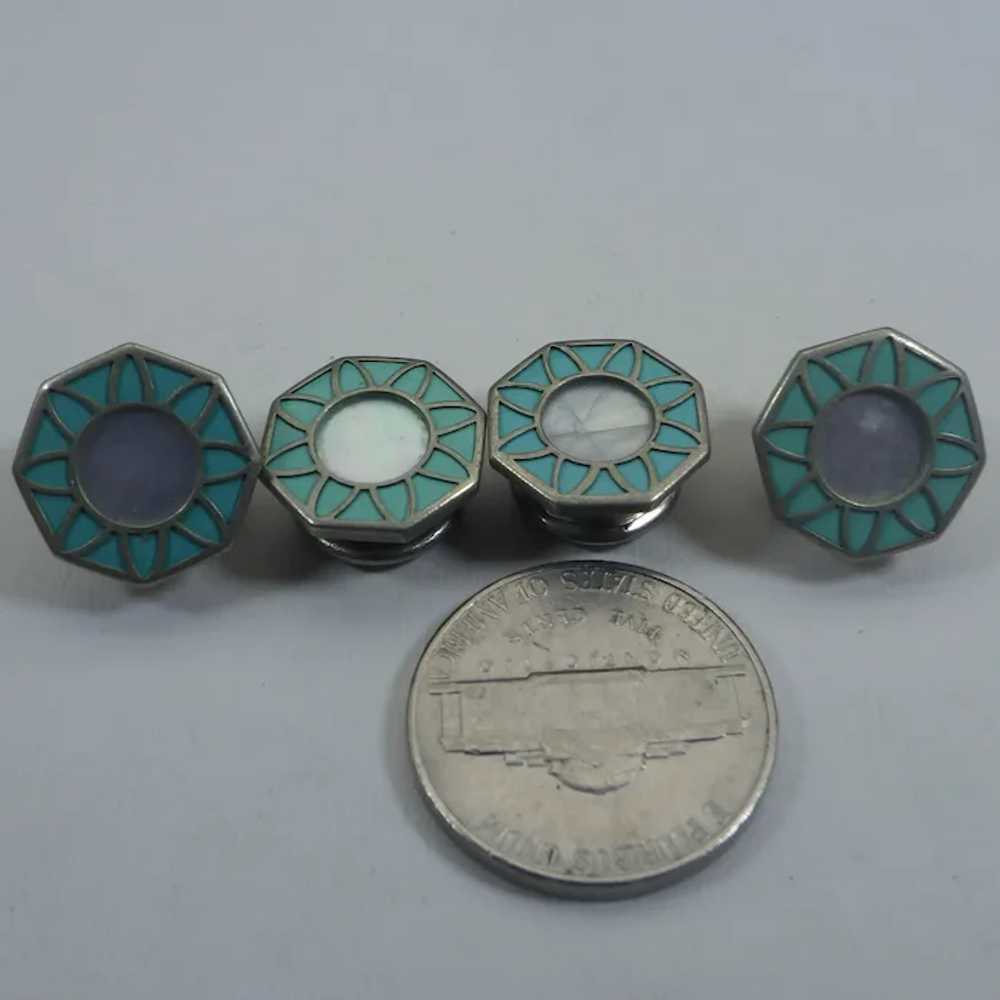 Baer & Wilde Kum-A-Part Cuff Links, Teal Color, M… - image 3