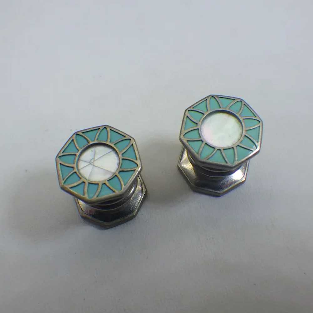 Baer & Wilde Kum-A-Part Cuff Links, Teal Color, M… - image 4