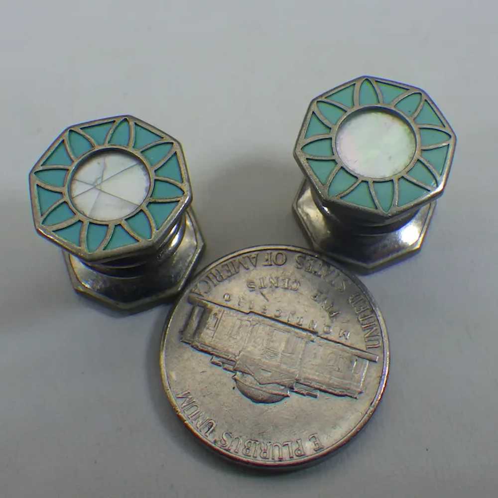 Baer & Wilde Kum-A-Part Cuff Links, Teal Color, M… - image 6